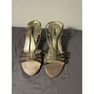 Women's 9 Unlisted Kenneth Cole taupe sequined Open Toe Sandal Stilleto Heels
